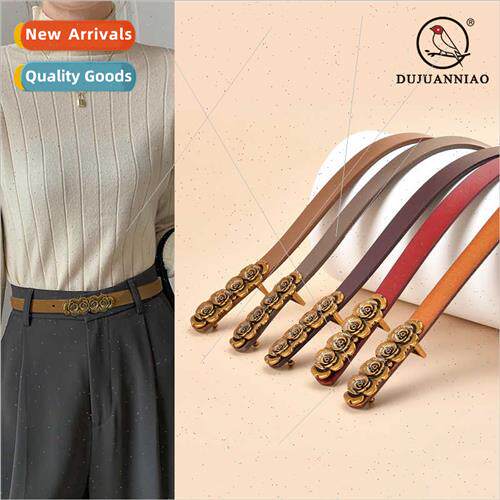 Ladies Vintage Belt Casual Pants Jeans Genuine Cowhide Belt