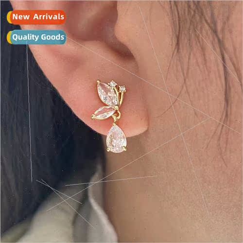 Water drop zirconia butterfly earrings 2023 new earrings fem