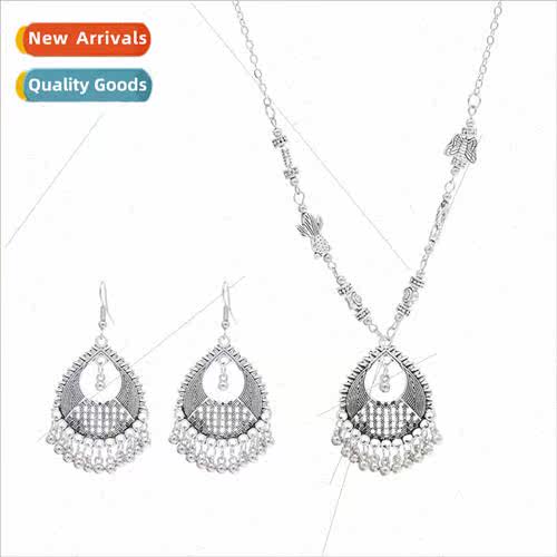 Jewelry Set Women Vintage Alloy Bells Tassel Headdress Earri
