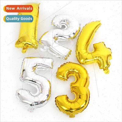 16 inch number aluminum film balloon rose gold silver matte