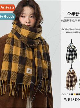 Meilad new atmosphere sense imation cashmere plaid scarf fem