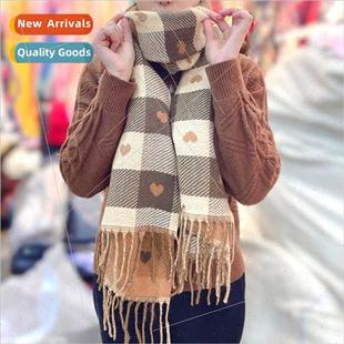 faux cashmere love scarf plaid female sided Winter double