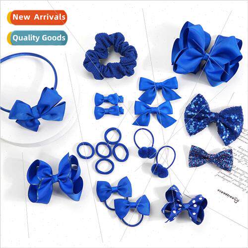 Klein Blue Girls Headdress Bow Hair Clip de Clip Leather Ban