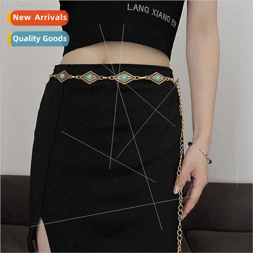 Bohemian imation turquoise carved waist chain female hundred