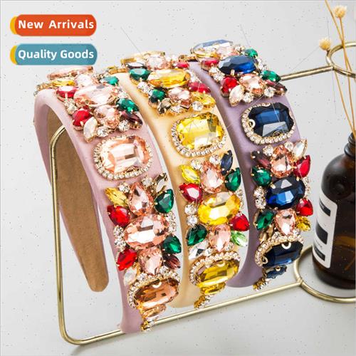 Hair bands Europe baroque wide edge encrusted colored diamon