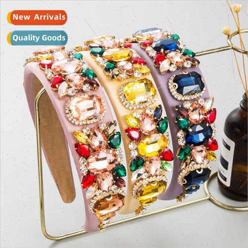 Hair bands Europe baroque wide edge encrusted colored diamon