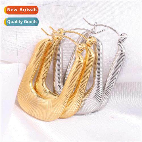 Europe ins rectangular hollowed out threaded gold stainless