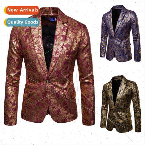 Men su 2021 fall winter new casual ethnic hot gold flowers S