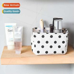 linen desktop storage Black cosmetics cotton baskets dot