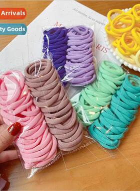 50pcs Girls Gradient Color Seamless Hair Rope Kids Colorful