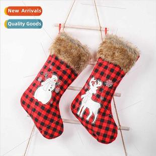 supplies red black Christmas snowman decoration plaid new