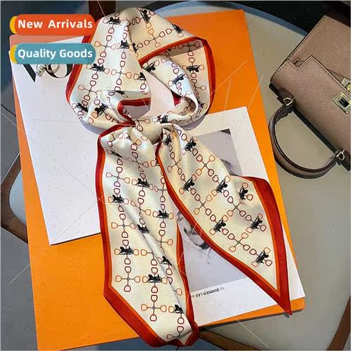2023 new retro carriage long silk scarf women decorative nec