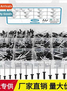 500pcs Black Aluminum Blind Rivets Set Set Open End Flat Rou
