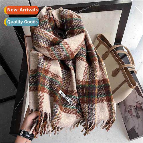 Plaid scarf girls winter new wild Korean  scarf neck warm co
