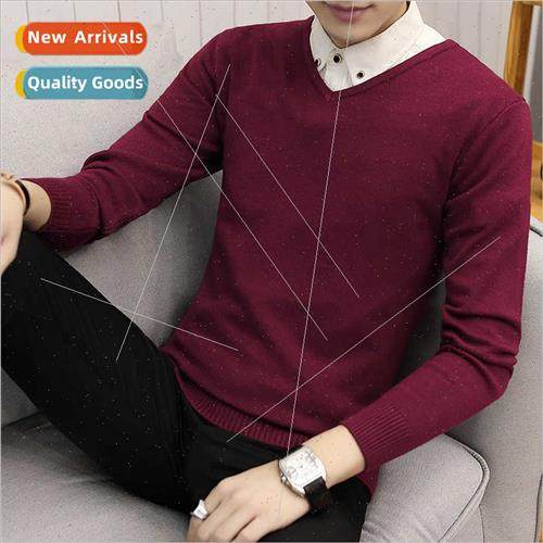2023 Autumn winter new Korean  men fashion nd solid color V-