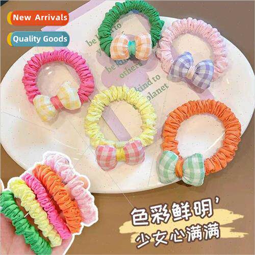 Korean children high elasticy bow head rope girls leather ba