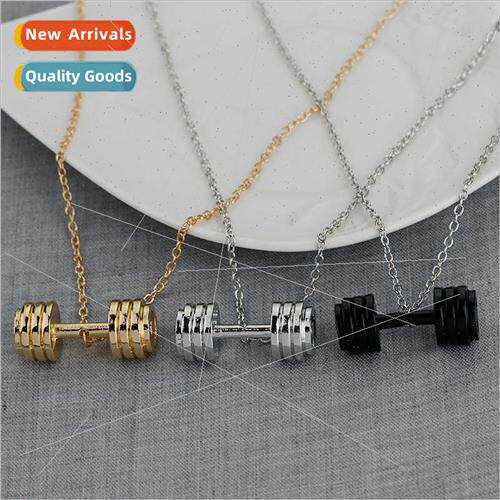 Europe sports fness necklace fashion barbell couple pendant