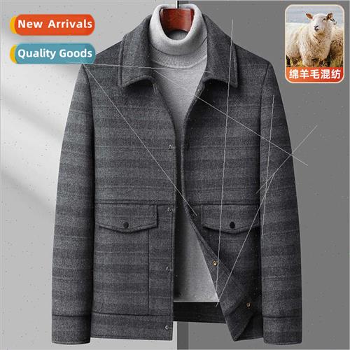 Middle-aged woolen tweed jacket male father fall winter thic