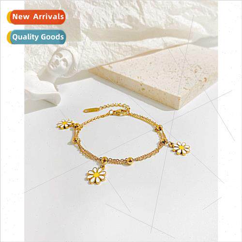 Korea  fashion small daisy stainless steel bracelet sun flow