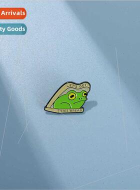 Cartoon creative clip in bread frog shape metal badge cartoo