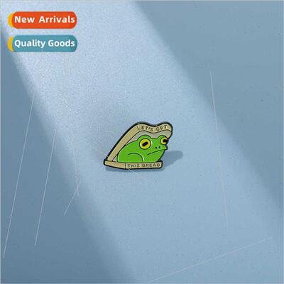 Cartoon creative clip in bread frog shape metal badge cartoo