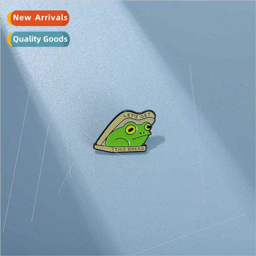 Cartoon creative clip in bread frog shape metal badge cartoo
