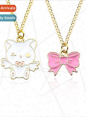 New Jewellery Cute Alloy Oil Drip Bow Cat Necklace