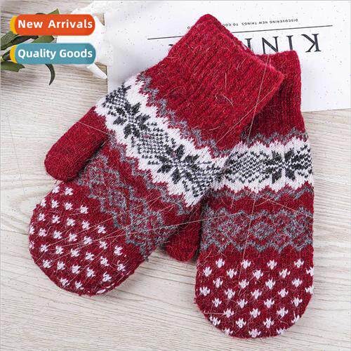 Fashion women double-thickened warm wrap finger gloves fall