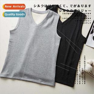 2024 Autumn winter new silk padded thermal undershirt men V-