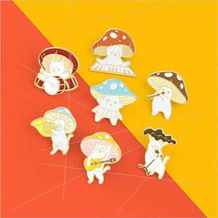 Dancing Cat Mushroom Creative Cute Brooch Umbrella Stude Fun