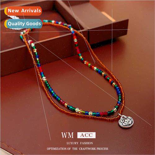 Colorful rice beads simple stackable belt necklace fashion c