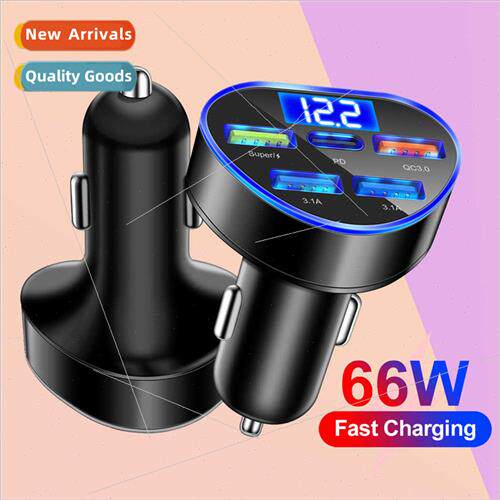 Five-in-one 66W super fast charger digal car charger 5-port