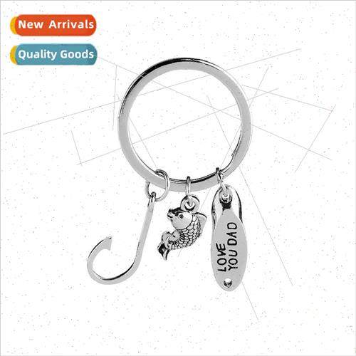 Europe LOVE YOU DAD Creative Fish Hook Keychain Father Day