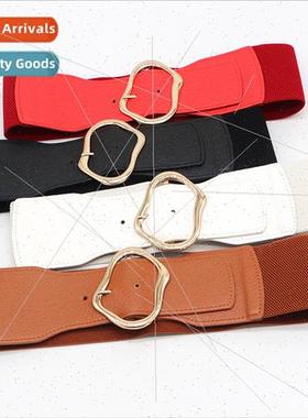 mple fashion metal buckle wide belt dress sub coat windbreak