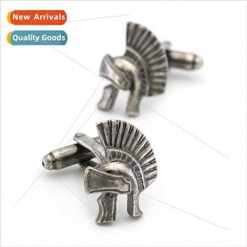 Pure Copper Vintage Helmet Cufflinks Creative Spartan Warrio