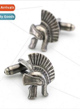 Pure Copper Vintage Helmet Cufflinks Creative Spartan Warrio