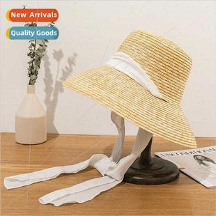 decorative btie straw Korean hat bow sunshade sum new