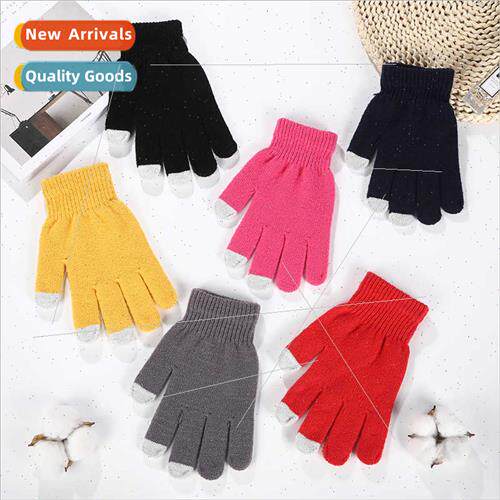 mple fashion solid colour padded touch screen gloves autumn
