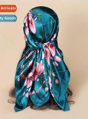 2022 Chinese spring summer new 90CM imation silk large squar