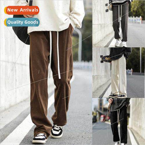 Casual pants men fall winter drawstring nine-minute pants te