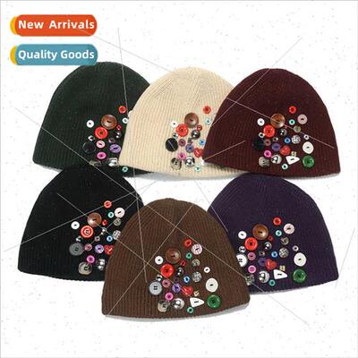 Personalised yuppie wool cap tide colourful buttons niche kn