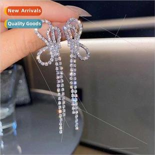 tassel diamonds earrings round Korea bow face full