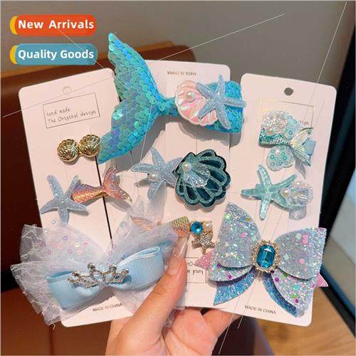 Children princess fishtail hair clips girls crown headdress