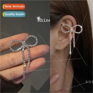 tassel bow winter sense rhinestone clips Autumn ear
