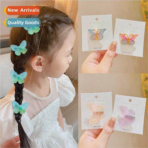 Gradient color bow hair clips female children cute side bang