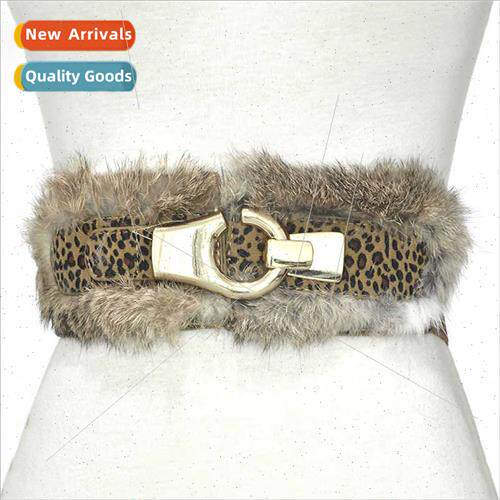 Autumn winter new rabb hair wide belt ladies girdle elastic