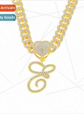 Europe dazzling diamond letters pendant necklace men new ful