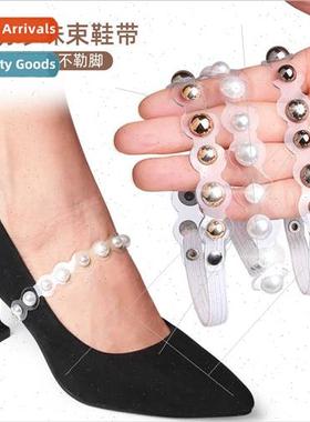 Transparent pearl harness laces high heels anti-fall heel no