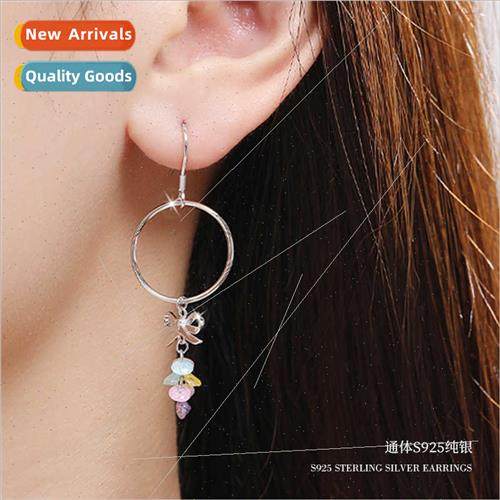 2023 New Wave Bowknot Silver Earrings适用Women Niche Delicat