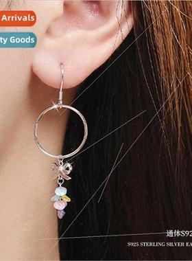 2023 New Wave Bowknot Silver Earrings适用Women Niche Delicat